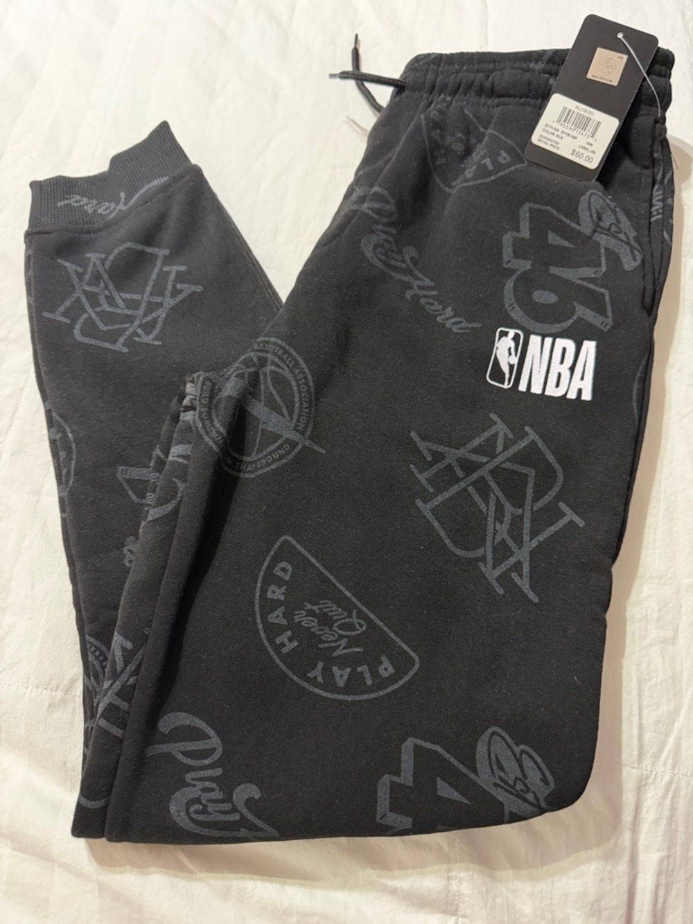 NBA Black Graphic Logo Sweatpants